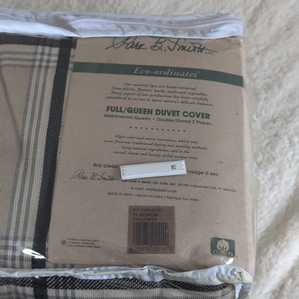 Park B. Smith Eco-Ordinates full/queen duvet cover new with tags